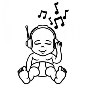 Baby Aufkleber Bub hrt Musik