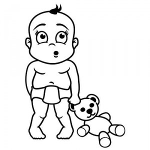 Baby Aufkleber Bub mit Teddy 2