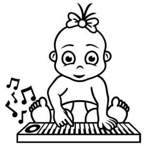 Baby Aufkleber Mdchen am Keyboard