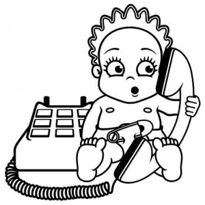 Baby Aufkleber Mdchen am Telefon