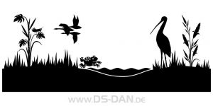 Wandtattoo Aufkleber 03 Wiese mit Bach und Reiher