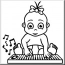 Baby Aufkleber Mdchen am Keyboard