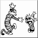 Aufkleber Comicfigur Hobbes und Calvin